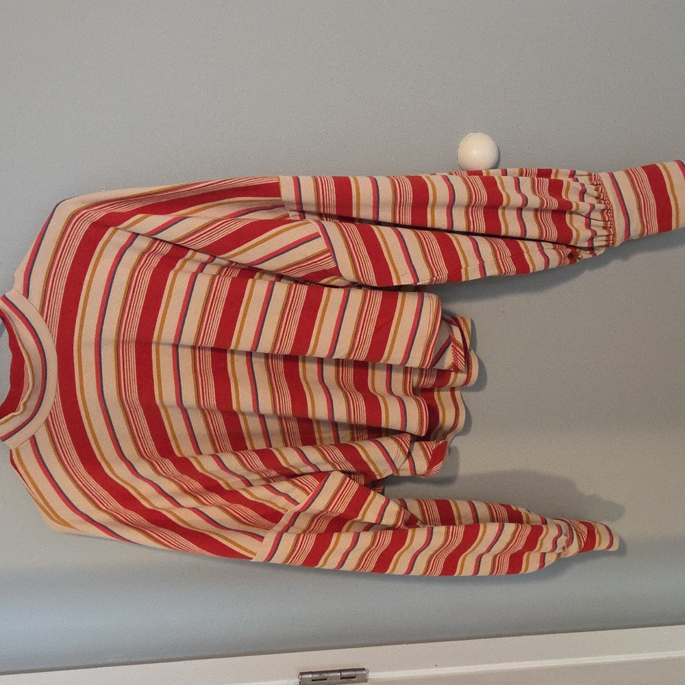 Free People long sleeve top size medium orangish red color striped